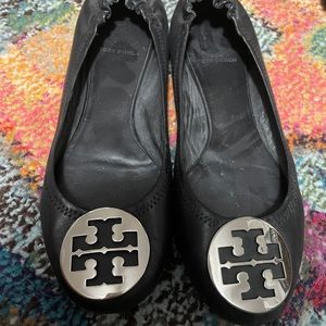 Tory Burch Reva flats- black with silver accents